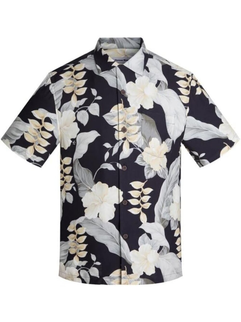 Tropical Print Men's Short Sleeve Camp Shirt - Silk Cotton Blend Hawaiian Style